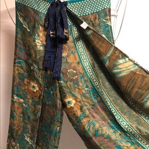 Wevez silk reversible wrap pants